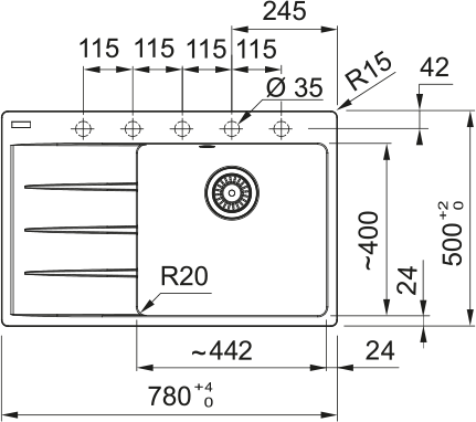 FRANKE Fragranitespüle CNG 611-78 A r Schiefergrau Drehknopf 114.0723.990