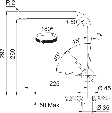 FRANKE Atlas Neo Window Niederdruck Edelstahl Seitenbedienung 115.0521.437