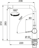 FRANKE Active L Window Schwenkauslauf Chrom Seitenbedienung 115.0653.390