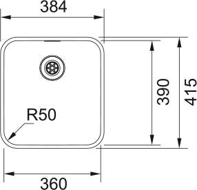 FRANKE Edelstahlbecken EOX 110-36 Edelstahl Druckknopf Edelstahl 122.0477.876