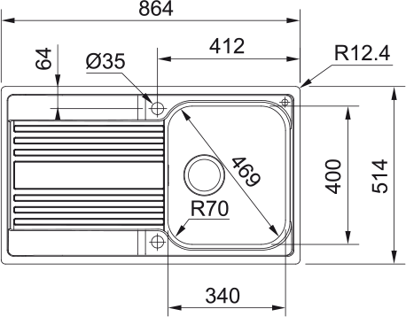 FRANKE Edelstahlspüle RPX 211-86 Edelstahl Drehknopf Chrom 127.0371.767