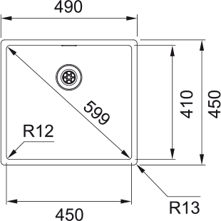 FRANKE Edelstahlbecken BXX 110-45 Edelstahl Druckknopf Edelstahl 122.0375.260