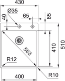 FRANKE Edelstahlbecken BXX 210-40 A Edelstahl Druckknopf Edelstahl 127.0375.341