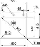 FRANKE Edelstahlbecken BXX 210-50 A Edelstahl Druckknopf Edelstahl 127.0375.342