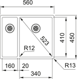 FRANKE Edelstahlbecken BXX 160-34-16 Edelstahl Handbedienung  122.0375.281