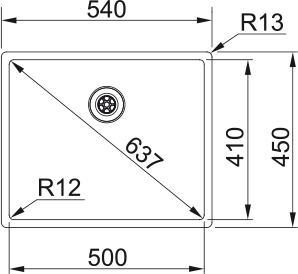 FRANKE Edelstahlbecken BXX 110-50 Edelstahl Handbedienung  122.0375.274