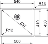 FRANKE Edelstahlbecken BXX 110-50 Edelstahl Druckknopf Edelstahl 122.0375.276