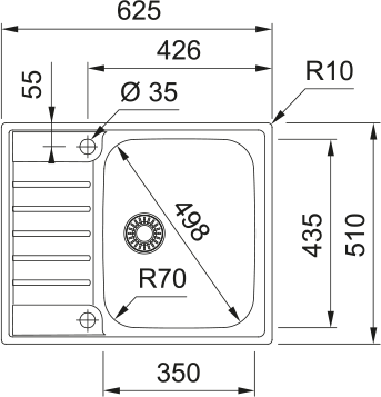 FRANKE Edelstahlspüle AGX 211-62 Edelstahl Druckknopf Edelstahl 127.0476.450