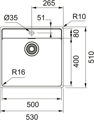 FRANKE Edelstahlbecken MRX 210-50 A Edelstahl Handbedienung  127.0541.492