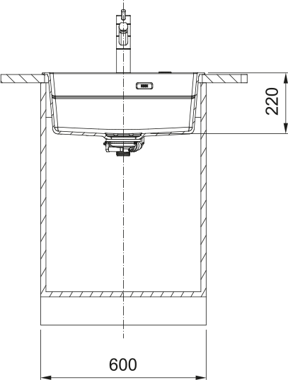 FRANKE Becken KNG 610-53 A Steingrau Druckknopf Edelstahl 114.0747.228