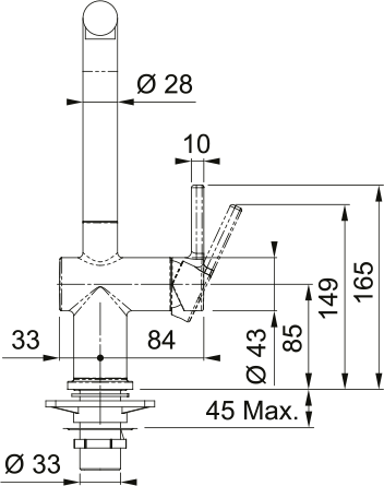 FRANKE Active L Window Schwenkauslauf Chrom Seitenbedienung 115.0653.390