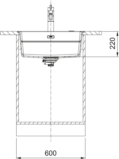 FRANKE Becken KNG 210-53 Schiefergrau Druckknopf Edelstahl 135.0747.293