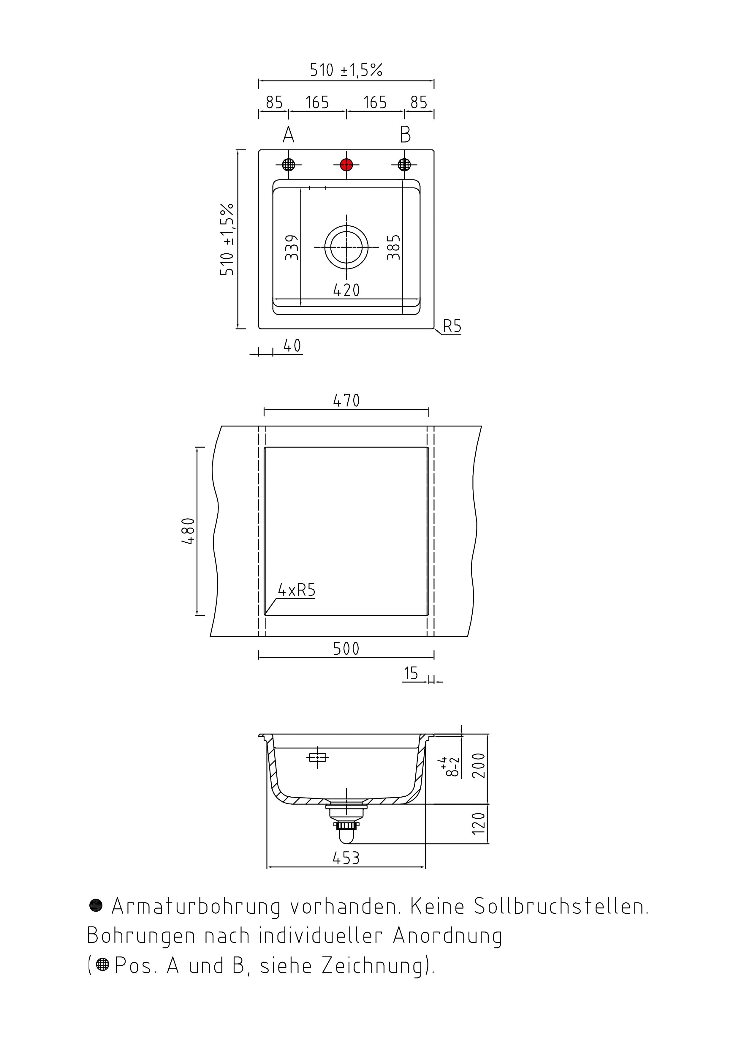 SYSTEMCERAM Einbauspüle Kara 51 Lava 80 inkl. Excenterbetätigung, für 50 cm Schrankbreite, Einbauspüle mit Medio-Matte Alu Auflage keine Beckenlage 50030280