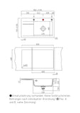 SYSTEMCERAM Einbauspüle Stema 86 SL Be. re. Lava 80 inkl. Excenterbetätigung, für 60 cm Schrankbreite, Einbauspüle Auflage Becken rechts 50100280