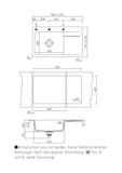 SYSTEMCERAM Einbauspüle Stema 86 SL Be. li. Fango 23 inkl. Handbetätigung, für 60 cm Schrankbreite, Einbauspüle Auflage Becken links 50110123