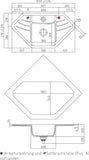SYSTEMCERAM Einbauspüle Vega Eck Fango 23 inkl. Excenterbetätigung, für 90 cm Schrankbreite, Einbauspüle mit Resteschale Makrolon Auflage keine Beckenlage 50340223