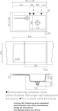 SYSTEMCERAM Einbauspüle Stema 90 Be. Re. Lava 80 inkl. Excenterbetätigung, für 60 cm Schrankbreite, Einbauspüle mit Sinktop Resteausguss Auflage Becken rechts 50520280