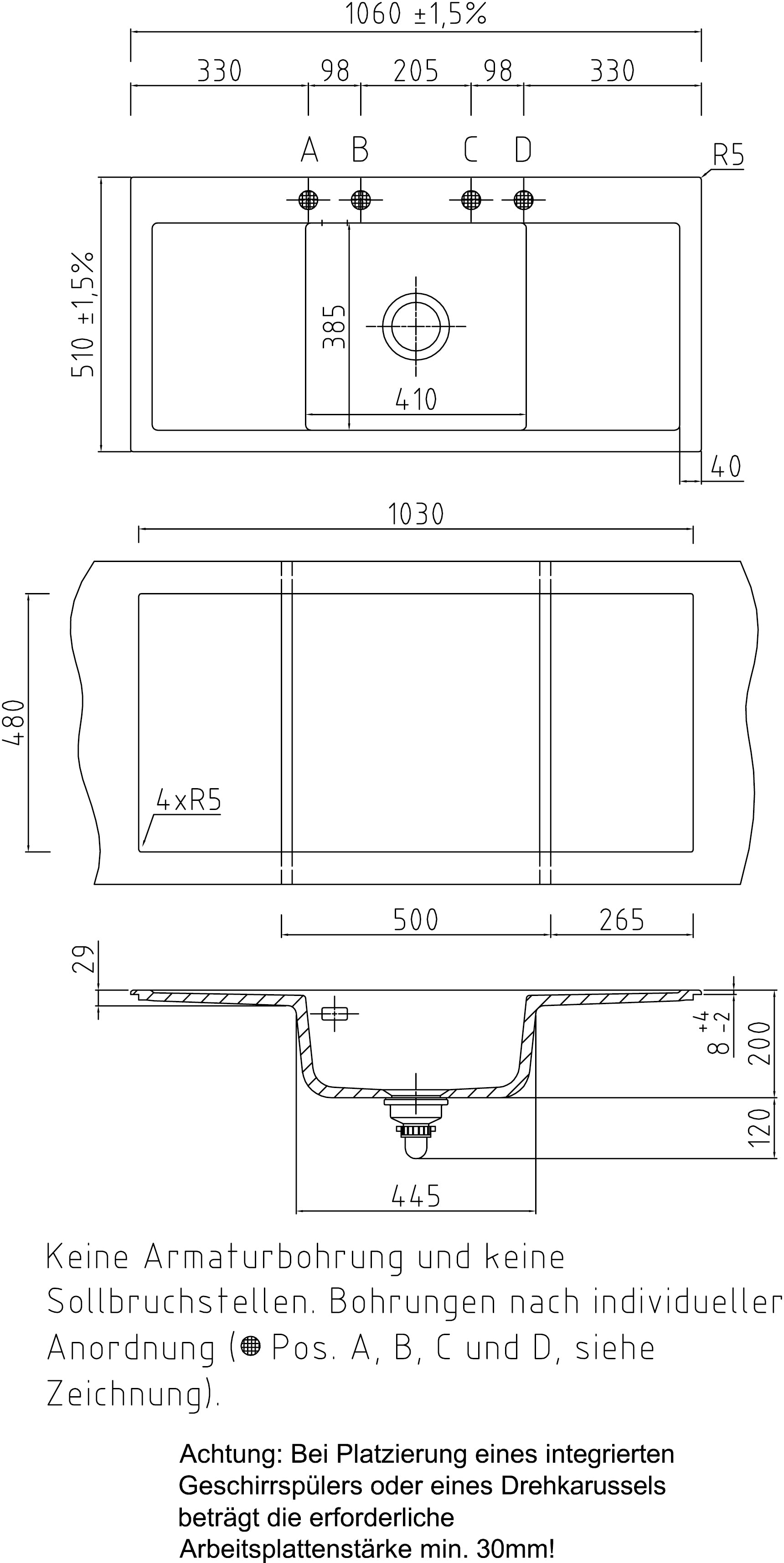 SYSTEMCERAM Einbauspüle Mera Middle Lava 80 inkl. Excenterbetätigung, für 50 cm Schrankbreite, Einbauspüle Auflage keine Beckenlage 50730280