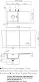 SYSTEMCERAM Einbauspüle Mera 90 Be. Li. Satin 20 inkl. Handbetätigung, für 50 cm Schrankbreite, Einbauspüle Auflage Becken links 50750120