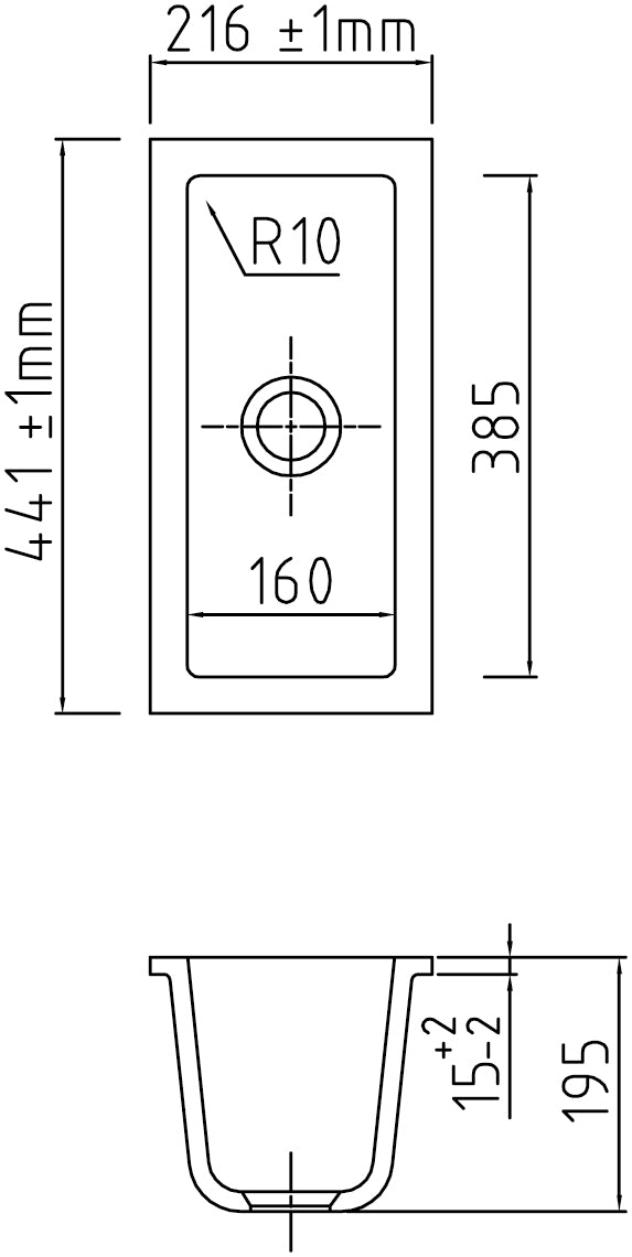 SYSTEMCERAM Einbauspüle Mera 16 U/g Eibe 56 inkl. Handbetätigung, für 30 cm Schrankbreite, Spüle zum Unterbau mit geschliffener Oberseite Unterbau keine Beckenlage 54460156