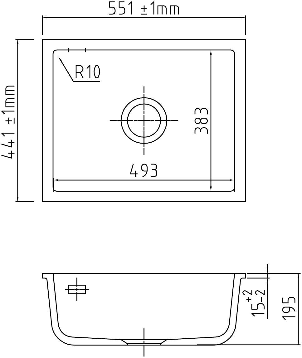 SYSTEMCERAM Einbauspüle Mera 50 U/g Satin 20 inkl. Handbetätigung, für 60 cm Schrankbreite, Spüle zum Unterbau mit geschliffener Oberseite Unterbau keine Beckenlage 54570120