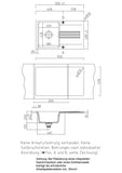 SYSTEMCERAM Einbauspüle Kara 85 F Eibe 56 inkl. Handbetätigung, für 60 cm Schrankbreite, Spüle zum flächenbündigen Einbau mit Medio-Matte Alu, inkl. 4 x Eckradien R 10 Auflage reversibel 55000156