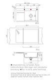 SYSTEMCERAM Einbauspüle Stema 86 SL/F Be. Re. Fango 23 inkl. Excenterbetätigung, für 60 cm Schrankbreite, Spüle zum flächenbündigen Einbau, inkl. 4 x Eckradien R 10 Auflage Becken rechts 55100223