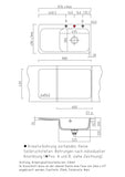 SYSTEMCERAM Einbauspüle Juna 90 F Be. Re. Siena 65 inkl. Handbetätigung, für 60 cm Schrankbreite, Spüle zum flächenbündigen Einbau Auflage Becken rechts 55140165