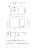 SYSTEMCERAM Einbauspüle Juna 90 F Be. Li. Schiefer 85 inkl. Handbetätigung, für 60 cm Schrankbreite, Spüle zum flächenbündigen Einbau Auflage Becken links 55150185