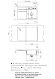 SYSTEMCERAM Einbauspüle Bela 78 F Be. Re. Alu 76 inkl. Handbetätigung, für 45 cm Schrankbreite, Spüle zum flächenbündigen Einbau, inkl. 4 x Eckradien R 10 Auflage Becken rechts 55180176