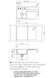 SYSTEMCERAM Einbauspüle Bela 78 F Be. Li. Fango 23 inkl. Excenterbetätigung, für 45 cm Schrankbreite, Spüle zum flächenbündigen Einbau, inkl. 4 x Eckradien R 10 Auflage Becken links 55190223