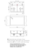 SYSTEMCERAM Einbauspüle Mera Twin F Grönland 12 inkl. Handbetätigung, für 90 cm Schrankbreite, Spüle zum flächenbündigen Einbau, inkl. 4 x Eckradien R 10 Auflage keine Beckenlage 55620112