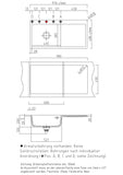 SYSTEMCERAM Einbauspüle Mera 100 SL/F Be. Li. Grönland 12 inkl. Excenterbetätigung, für 60 cm Schrankbreite, Spüle zum flächenbündigen Einbau, inkl. 4 x Eckradien R 10 Auflage Becken links 55650212