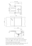 SYSTEMCERAM Einbauspüle Genea 75 F Fango 23 inkl. Handbetätigung, für 50 cm Schrankbreite, Spüle zum flächenbündigen Einbau, inkl. 4 x Eckradien R 10 Auflage reversibel 55900123