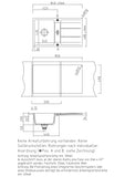 SYSTEMCERAM Einbauspüle Genea 87 F Fango 23 inkl. Handbetätigung, für 50 cm Schrankbreite, Spüle zum flächenbündigen Einbau, inkl. 4 x Eckradien R 10 Auflage reversibel 55910123