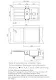 SYSTEMCERAM Einbauspüle Genea 100 F Fango 23 inkl. Excenterbetätigung, für 60 cm Schrankbreite, Spüle zum flächenbündigen Einbau, inkl. 4 x Eckradien R 10 Auflage reversibel 55920223