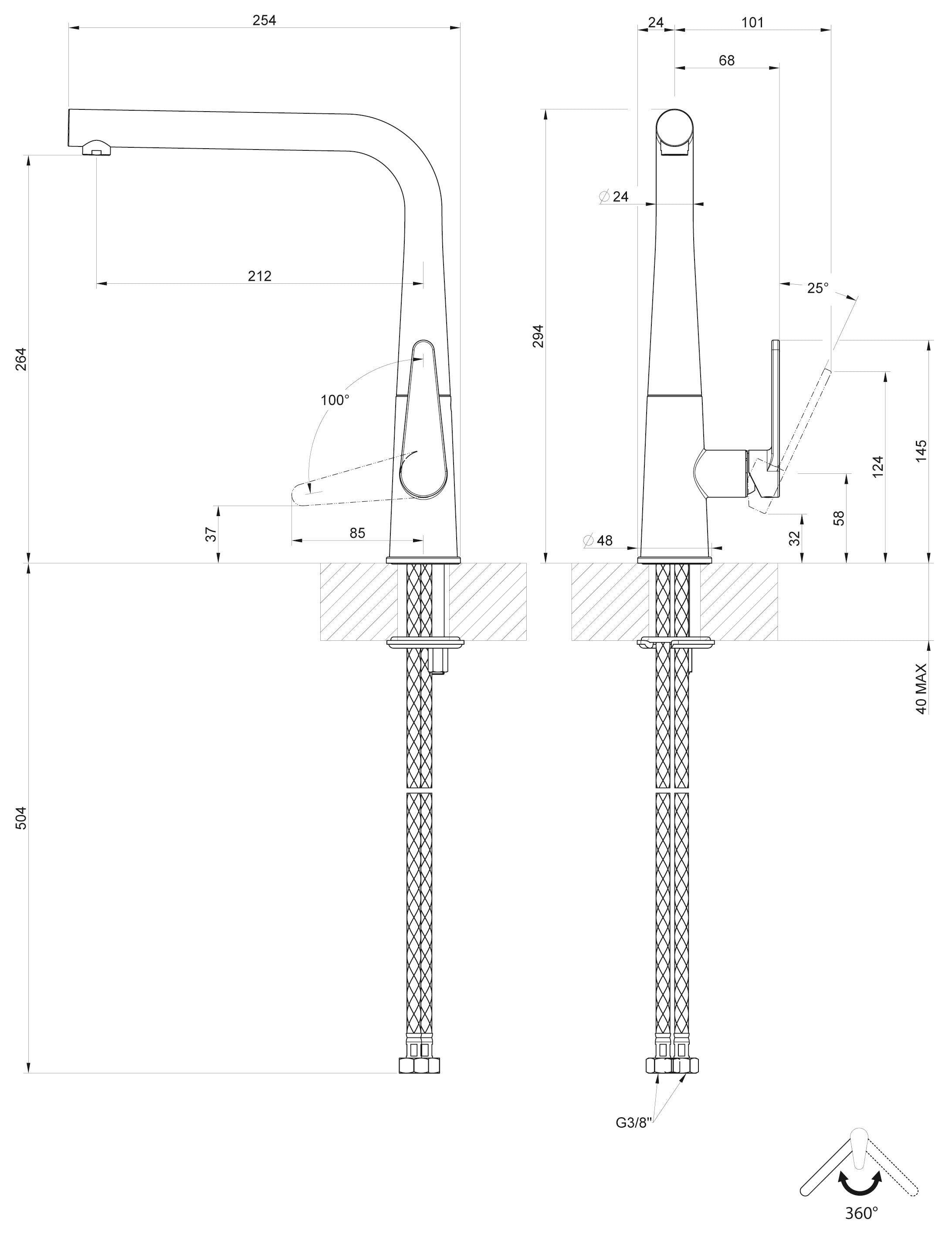 SYSTEMCERAM Armatur Tono Schwarz 360° drehbar   18736