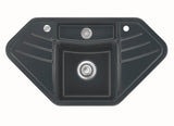 SYSTEMCERAM Einbauspüle Vega Eck Schiefer 85 inkl. Excenterbetätigung, für 90 cm Schrankbreite, Einbauspüle mit Resteschale Makrolon Auflage keine Beckenlage 50340285