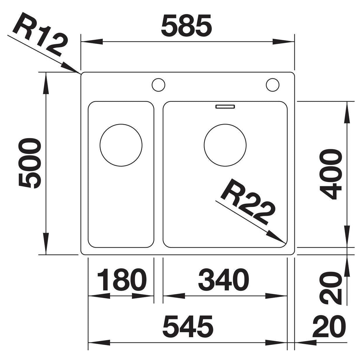 BLANCO ANDANO 340/180-IF/A Edelstahl Seidenglanz mit Ablauffernbedienung Becken rechts 525247