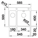 BLANCO ANDANO 340/180-IF/A Edelstahl Seidenglanz mit Ablauffernbedienung Becken rechts 525247