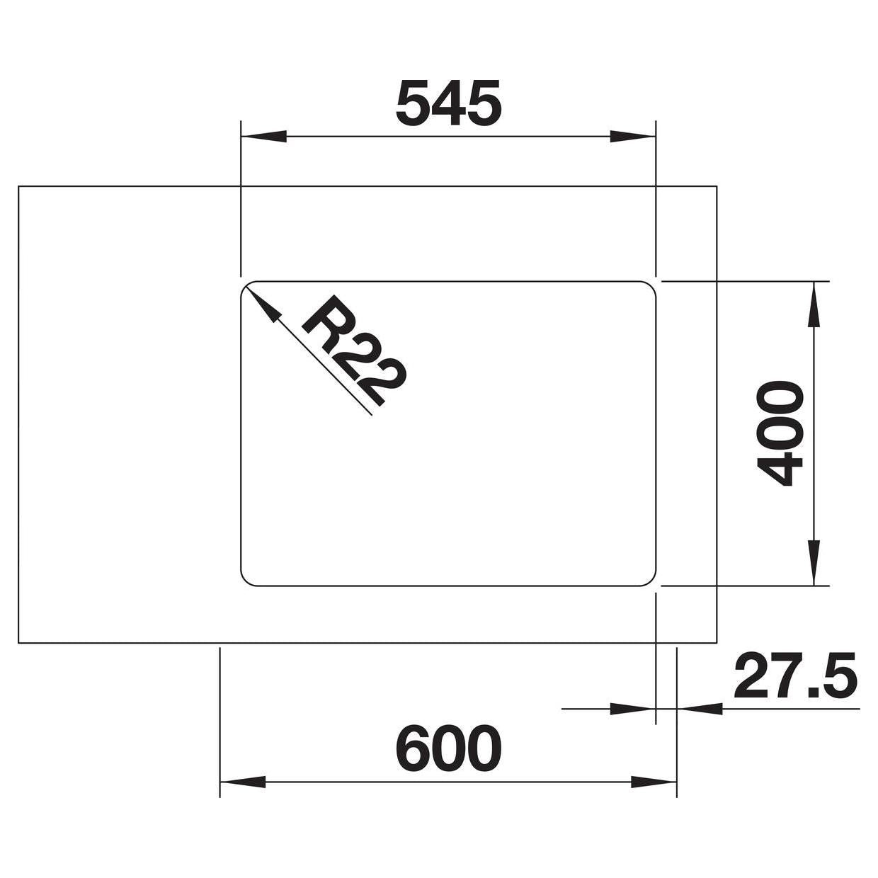 BLANCO ANDANO 340/180-U Edelstahl Seidenglanz ohne Ablauffernbedienung Hauptbecken rechts 522977