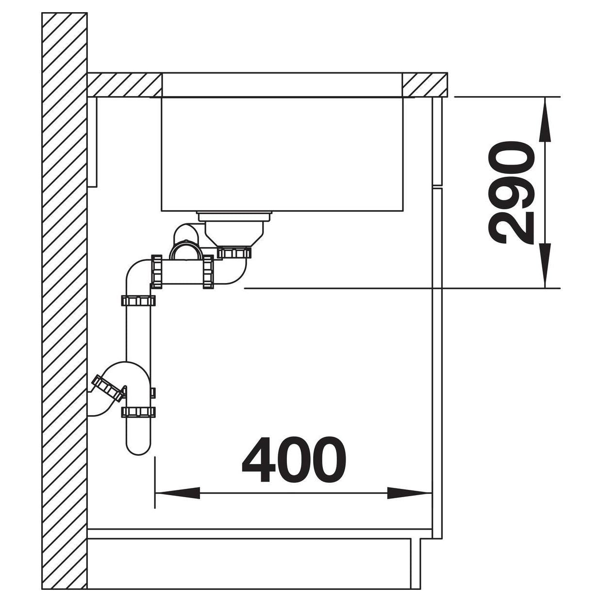 BLANCO ANDANO 340/180-U Edelstahl Seidenglanz ohne Ablauffernbedienung Hauptbecken links 522979
