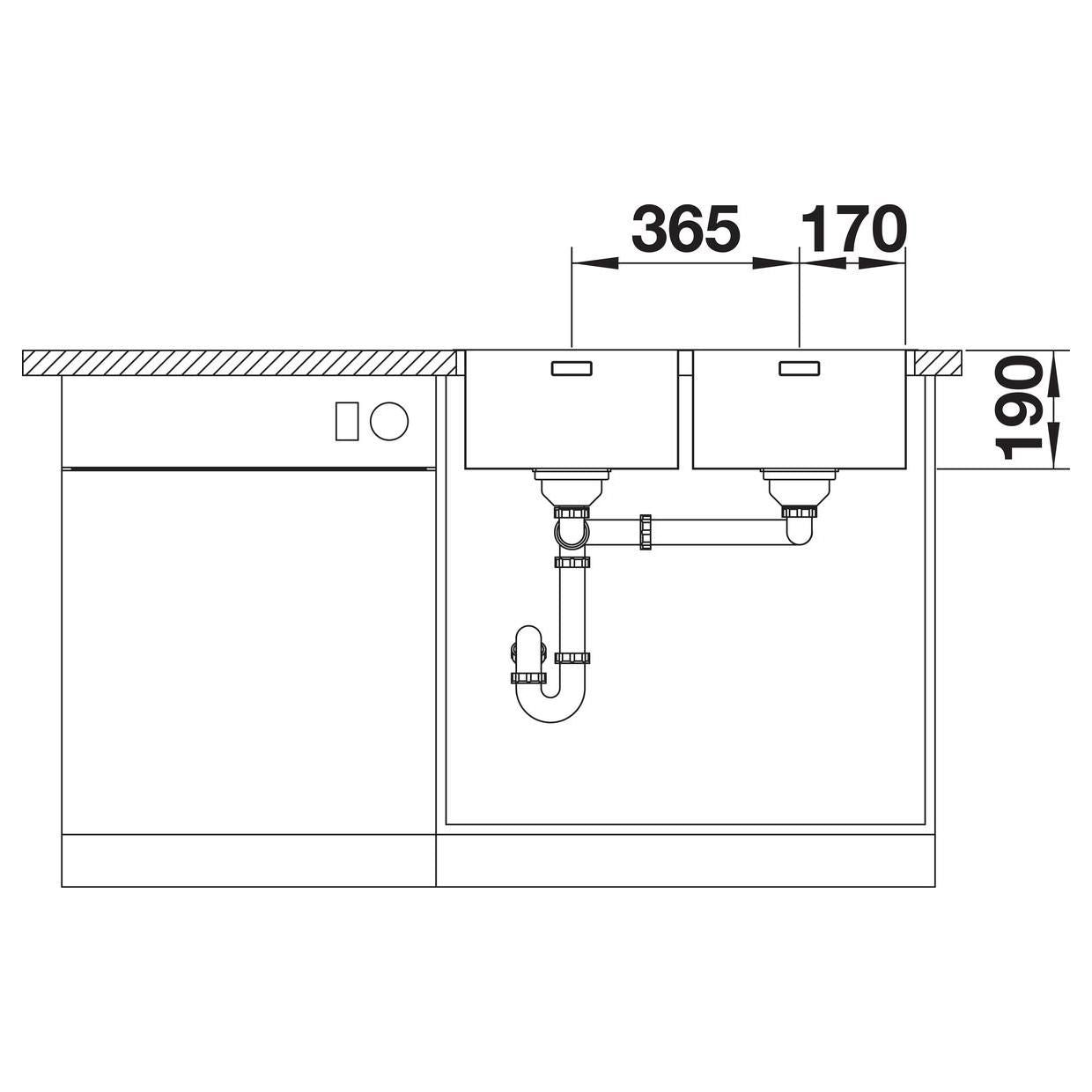 BLANCO ANDANO 340/340-IF/A Edelstahl Seidenglanz mit Ablauffernbedienung 525248