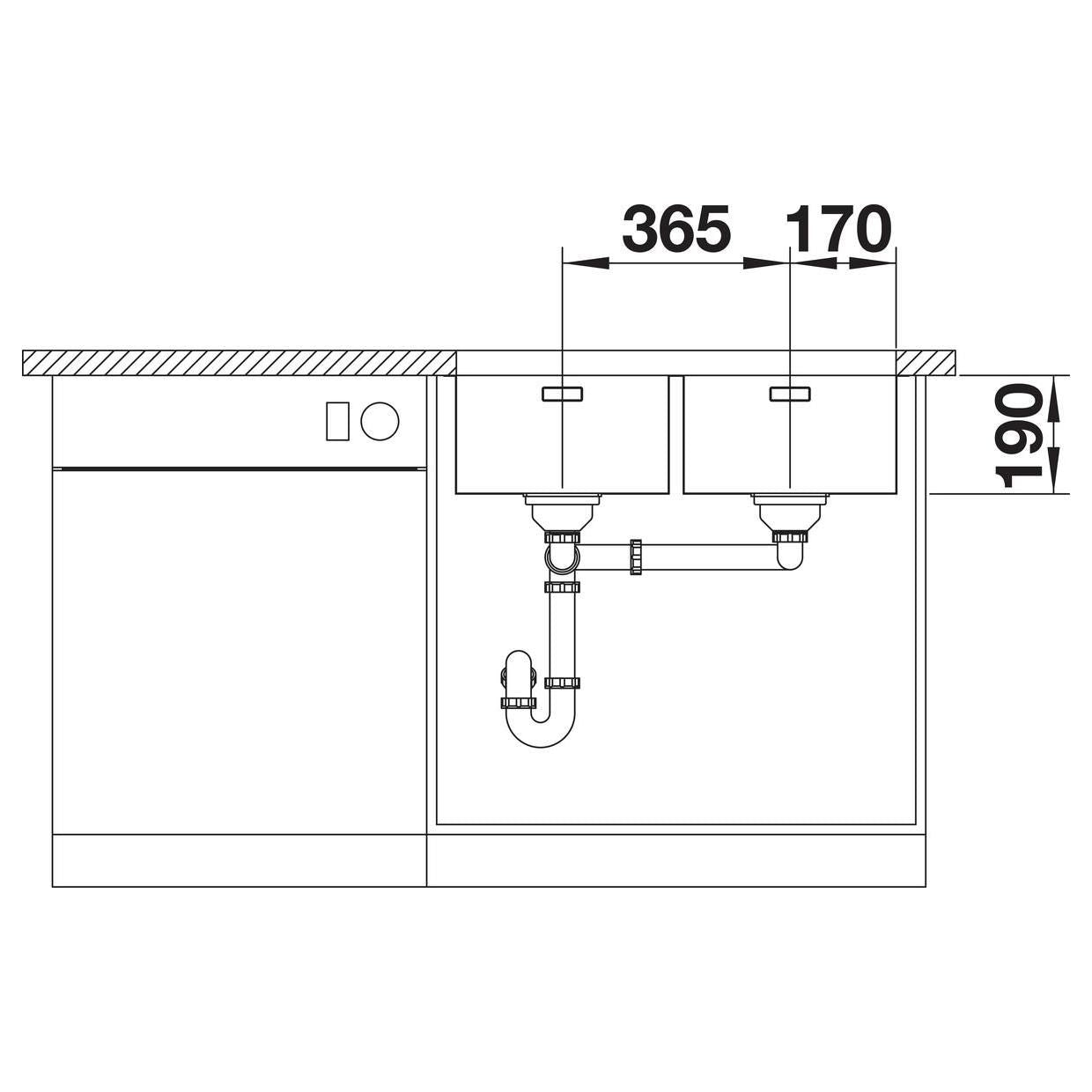 BLANCO ANDANO 340/340-U Edelstahl Seidenglanz ohne Ablauffernbedienung 522983