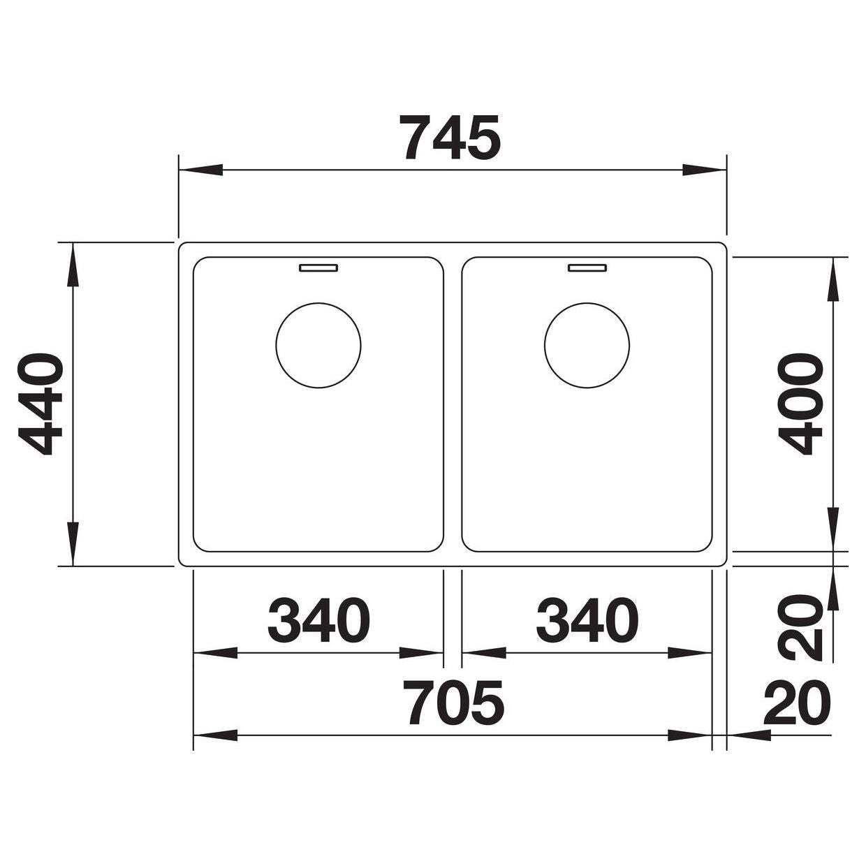 BLANCO ANDANO 340/340-U Edelstahl Seidenglanz ohne Ablauffernbedienung 522983
