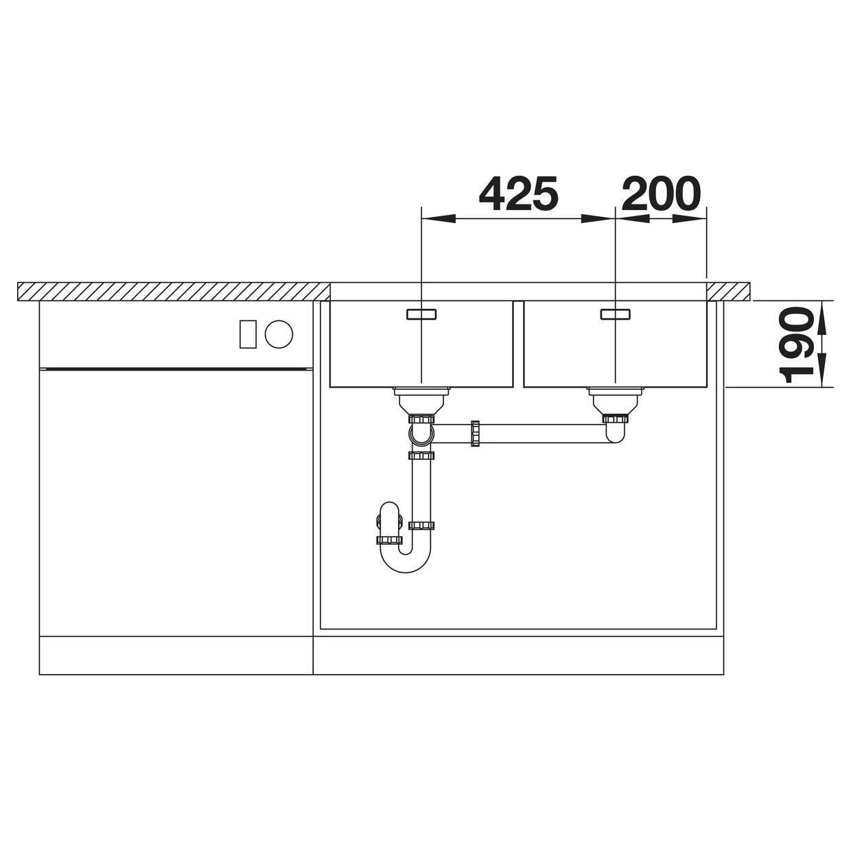 BLANCO ANDANO 400/400-U Edelstahl Seidenglanz ohne Ablauffernbedienung 522987