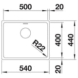 BLANCO ANDANO 500-U Edelstahl Seidenglanz ohne Ablauffernbedienung 522967