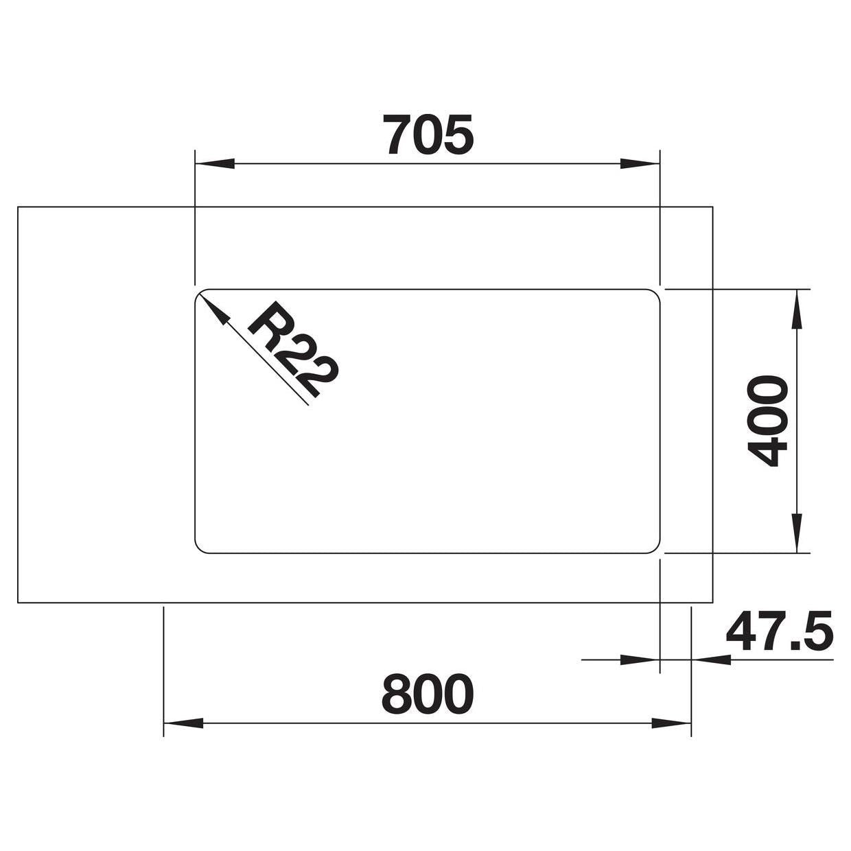BLANCO ANDANO 500/180-U Edelstahl Seidenglanz ohne Ablauffernbedienung Hauptbecken links 522991