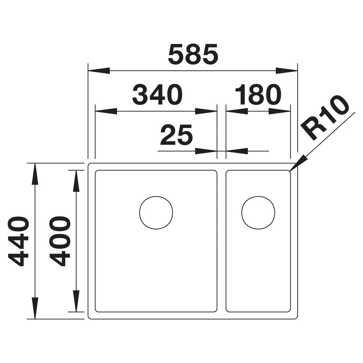 BLANCO CLARON 340/180-IF Edelstahl Seidenglanz ohne Ablauffernbedienung Hauptbecken links 521607