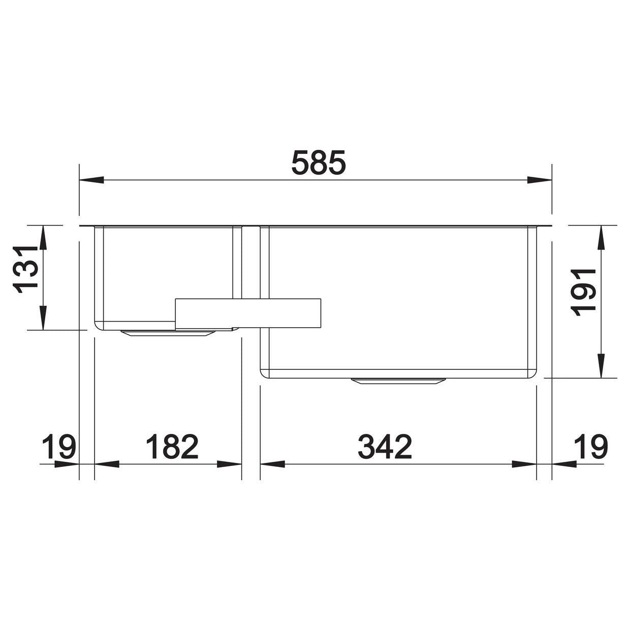 BLANCO CLARON 340/180-U Edelstahl Seidenglanz ohne Ablauffernbedienung Hauptbecken rechts 521610